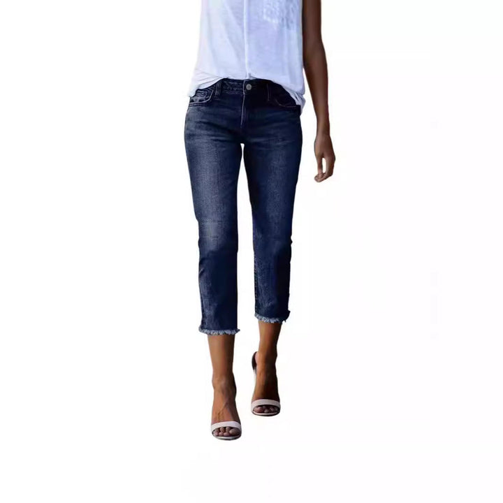 Damen zeitlose Jeans im modernen Schnitt mit cropped Bein Drune