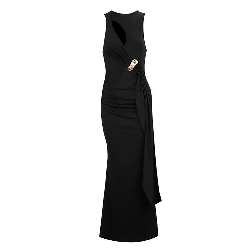Damen figurbetontes Abendkleid mit asymmetrischem Schnitt und eleganter Drapierung Drune