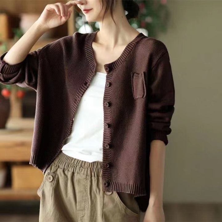 Damen leichtes Strickcardigan mit Knopfverschluss und praktischen Taschen Drune