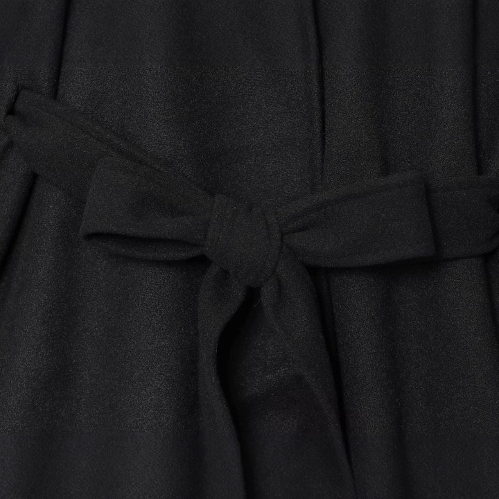 Damen Kurzes Wollcape mit Stehkragen, Bindegürtel und A‑Linien‑Silhouette Drune