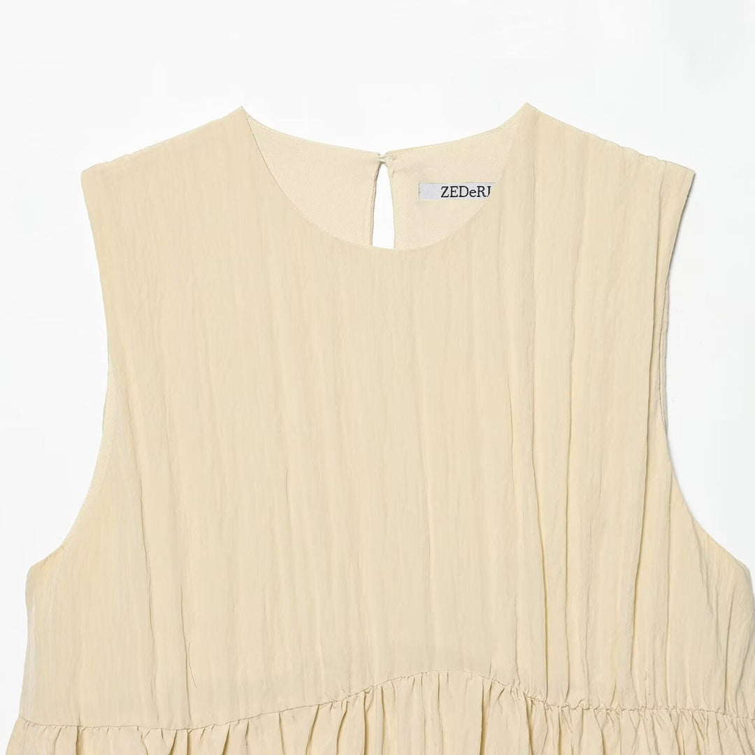 Damen luftiges Maxikleid mit plissierten Details und schmeichelndem Schnitt Drune