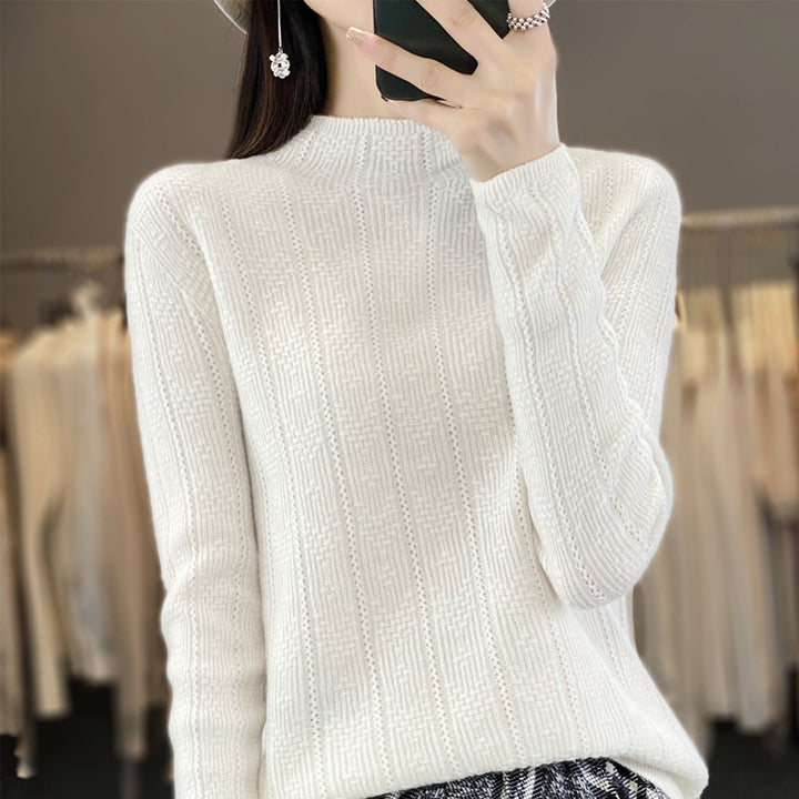 Damen Strukturierter Mockneck-Pullover aus kaschmirähnlicher Wollmischung Drune