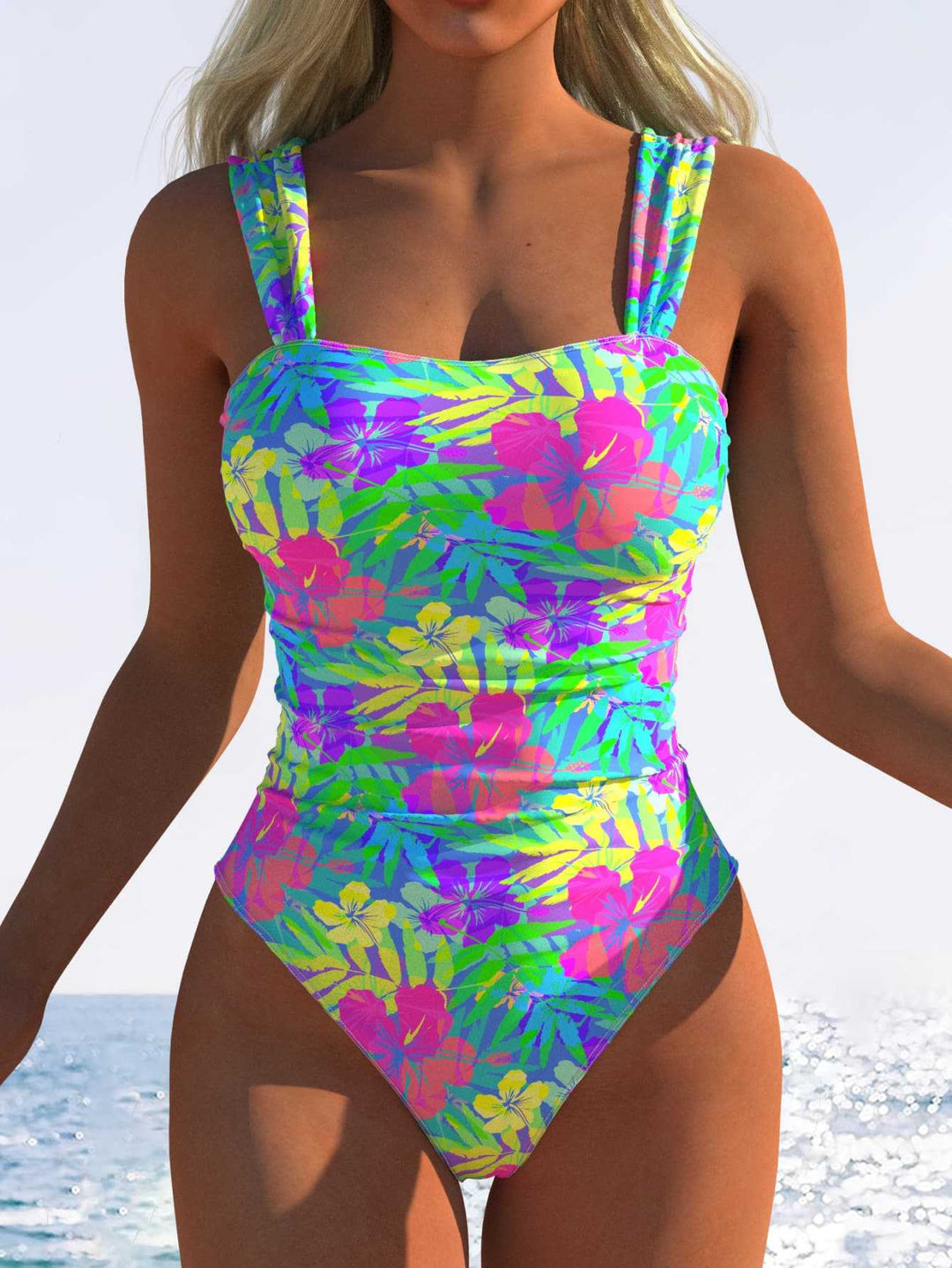 Damen Einteiliger Badeanzug mit innovativem Animal-Print und hohem Beinausschnitt Drune