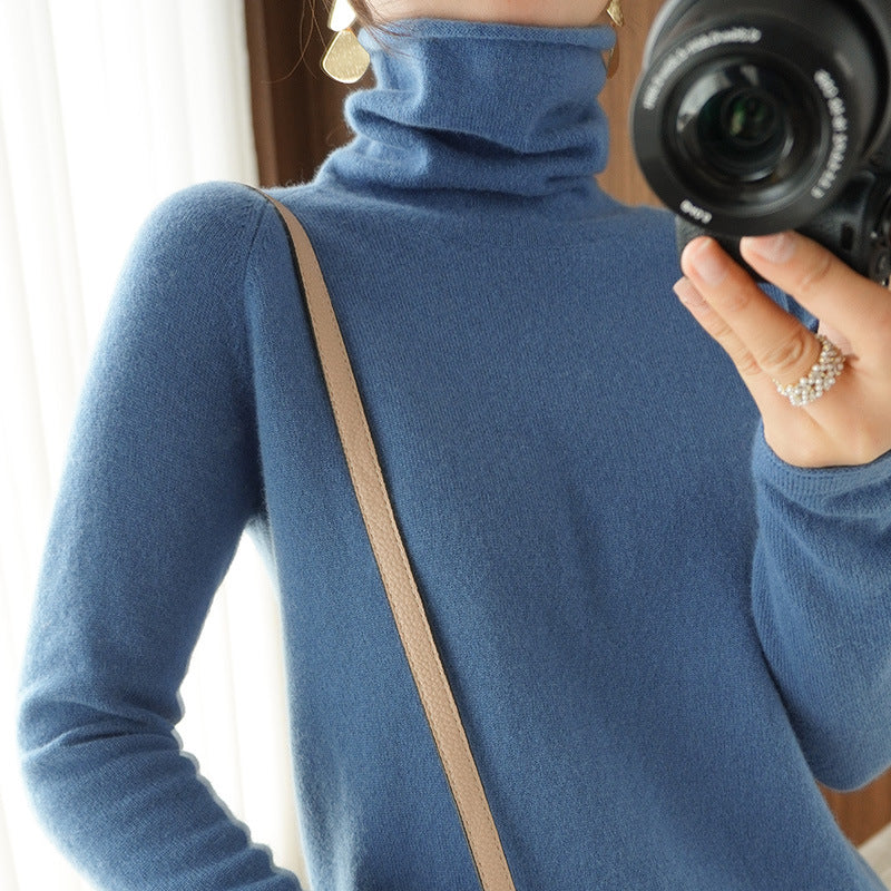 Damen Weicher Rollkragenpullover aus Kaschmir‑Look mit Daumenloch und figurbetonter Silhouette Drune