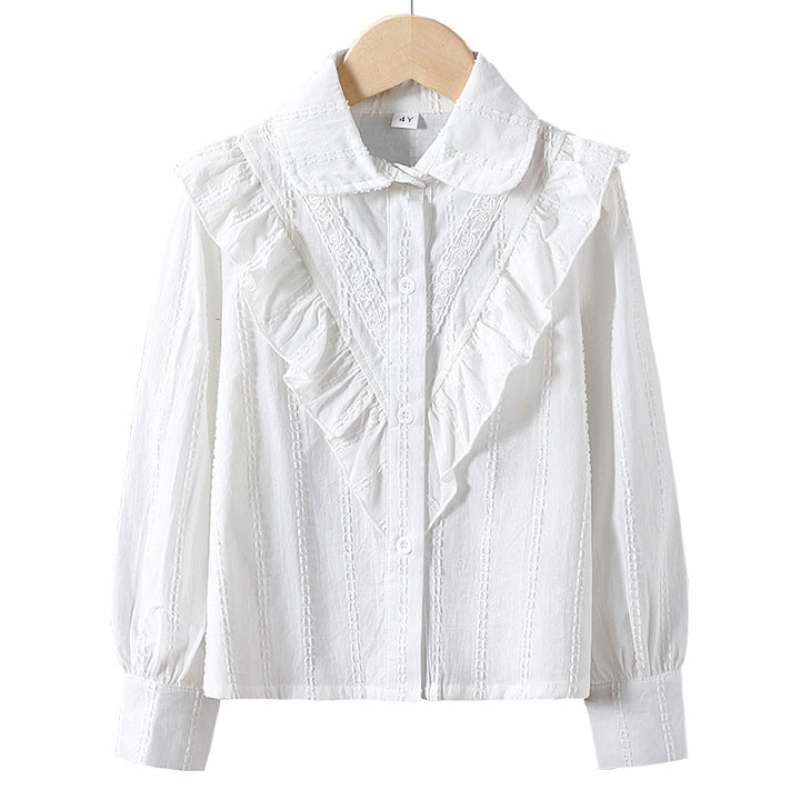 Damen Bluse mit Rüschendetails und feinen Stickereien Drune