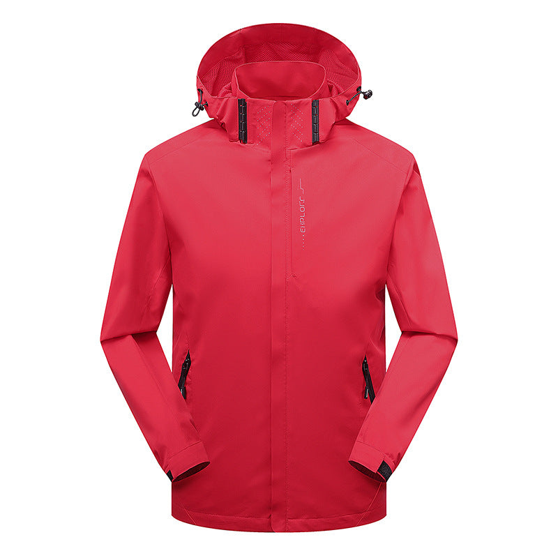 Herren leichter wasserdichter Softshell‑Hoodie mit Kapuze und Tarn‑Hex‑Alloverprint Drune