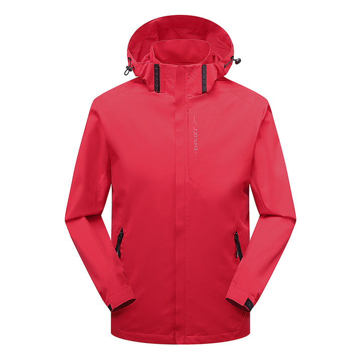 Herren leichter wasserdichter Softshell‑Hoodie mit Kapuze und Tarn‑Hex‑Alloverprint Drune