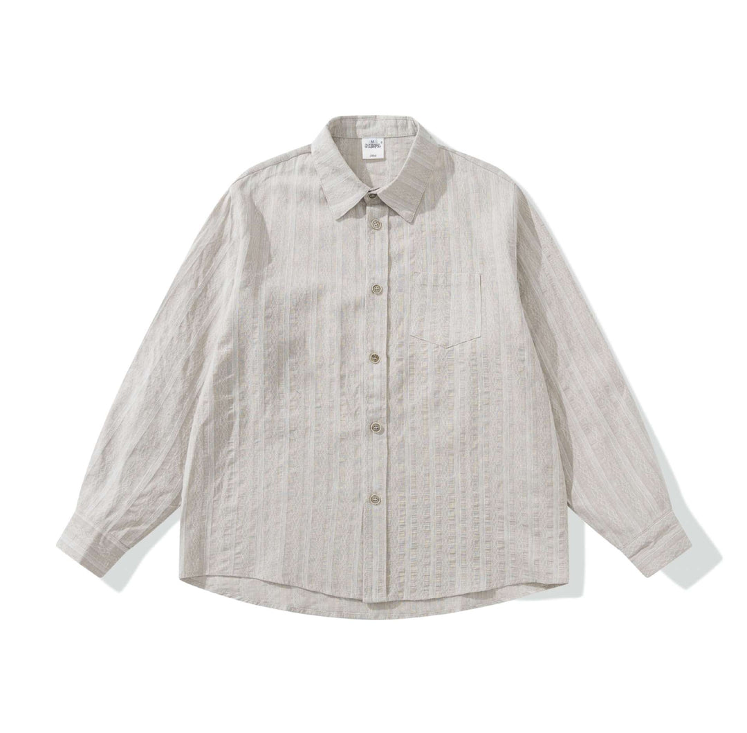 Unisex Lockeres Overshirt aus Leinenmischung mit Struktur und Brusttasche Drune