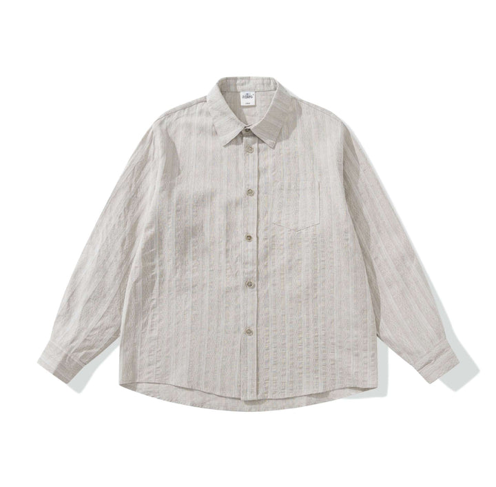 Unisex Lockeres Overshirt aus Leinenmischung mit Struktur und Brusttasche Drune