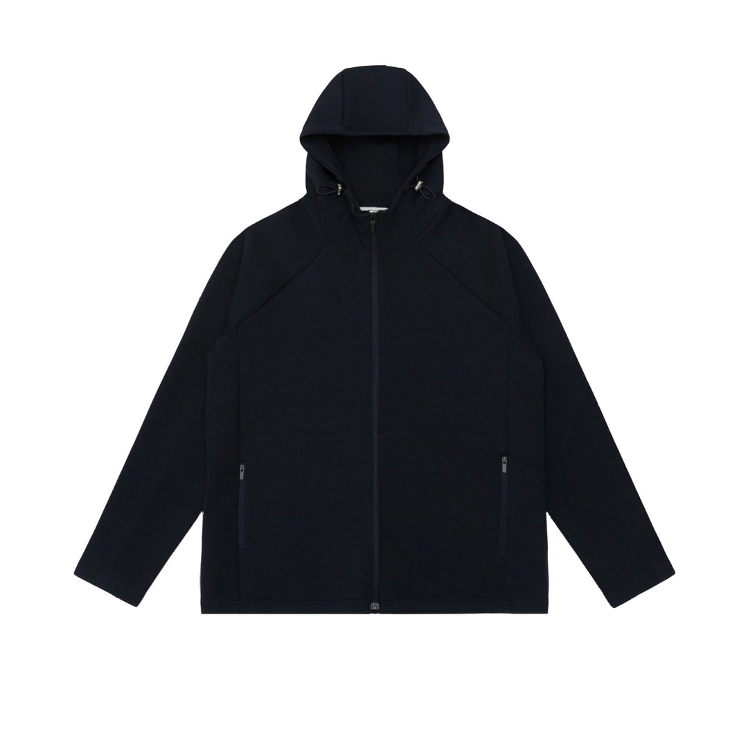 Unisex Minimalistische Kapuzen‑Zipjacke aus Softshell‑Fleece mit Raglanärmeln und wasserabweisenden Reißverschlusstaschen Drune
