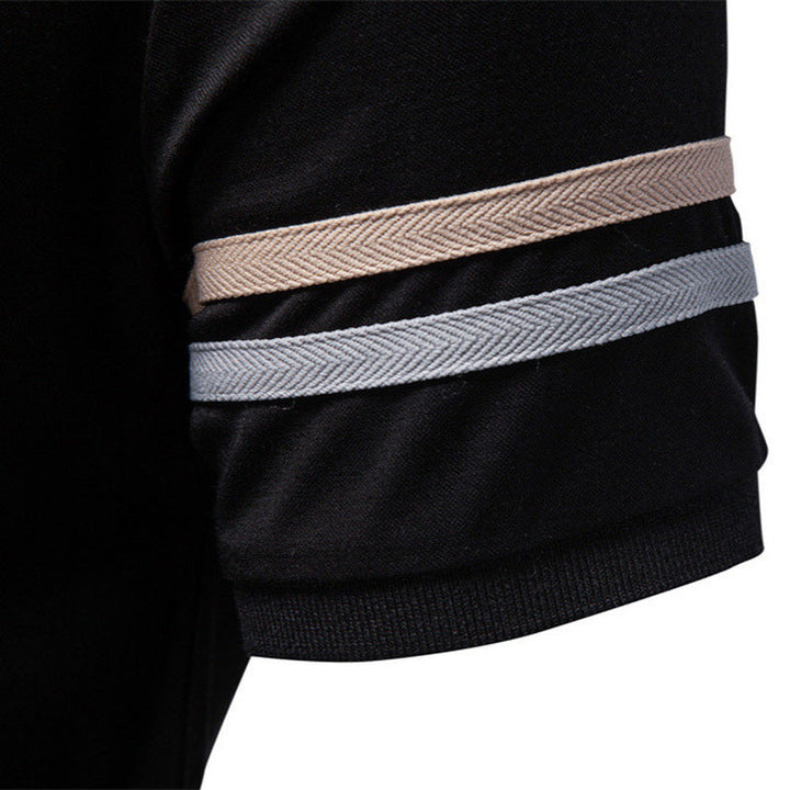 Herren nan atmungsaktives elastisches Poloshirt mit kurzem Reißverschluss und Kontraststreifen an Ärmeln Drune