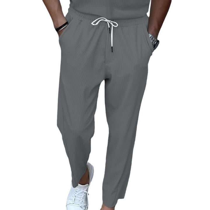 Herren nan leichte Leinenhose mit Tunnelzug, elastischem Bund und geradem Schnitt Drune