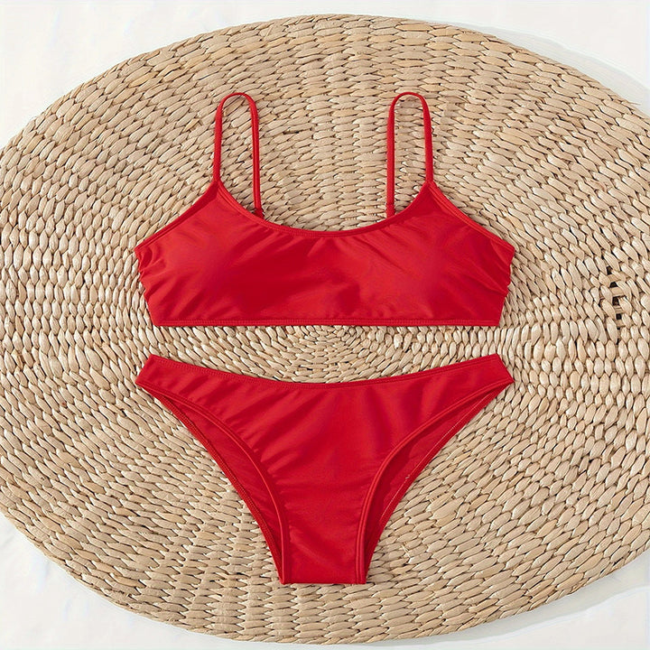 Damen Hochgeschnittenes Bikini-Set mit verstellbaren Trägern Drune