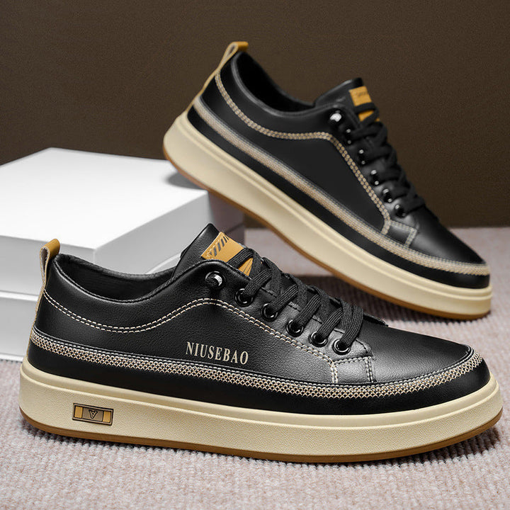 Damen Modische Ledersneakers mit bequemer Dämpfung und rutschfester Sohle Drune