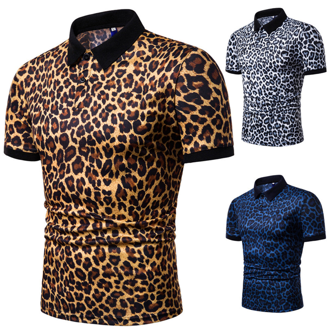 Herren Polo-Shirt mit aufregendem Leopardenmuster und modernem Schnitt Drune