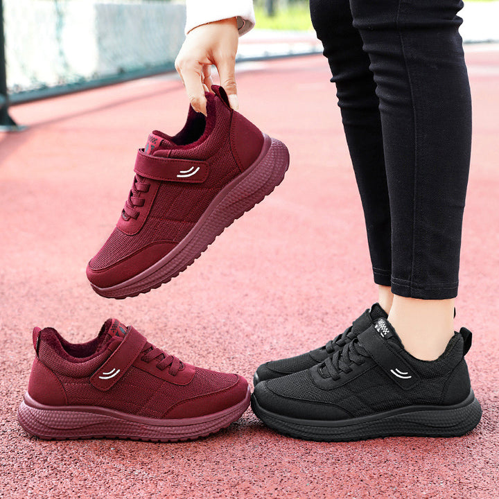 Damen nan gefütterter Komfort-Walking-Sneaker mit niedrigem Schaft, Klettverschluss und stoßabsorbierender EVA-Dämpfung Drune