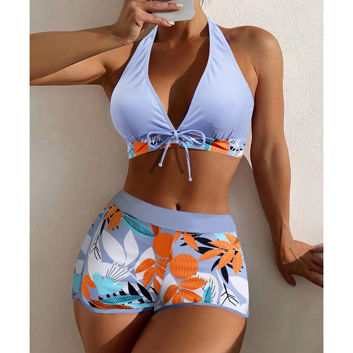 Damen Bikini-Set mit sportlichem High-Waist-Schnitt und verspieltem Blumenmuster Drune
