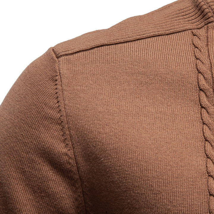 Herren Feinstrickpullover mit halbem Reißverschluss und vertikalem Zopfmuster Drune