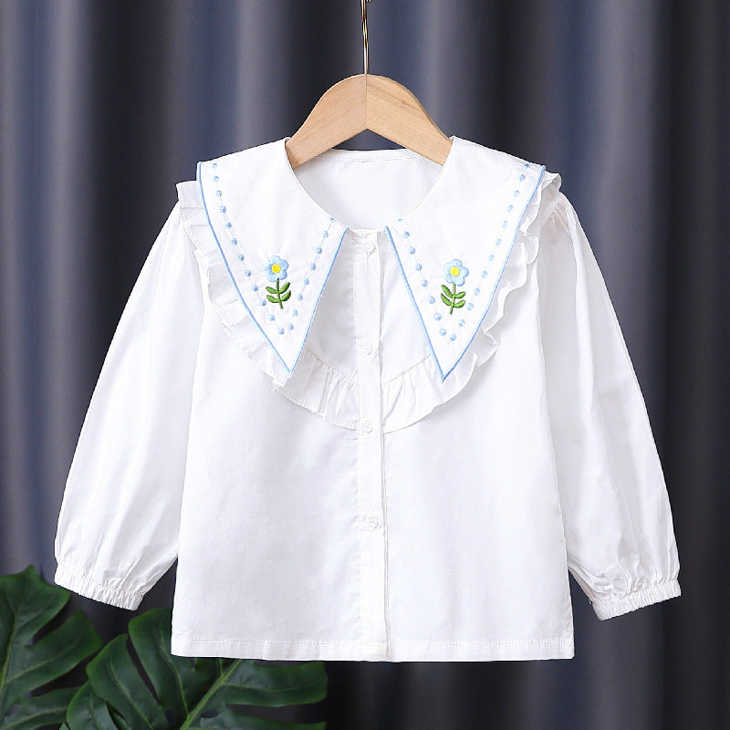Mädchen Rüschenbluse mit besticktem Kragen Drune