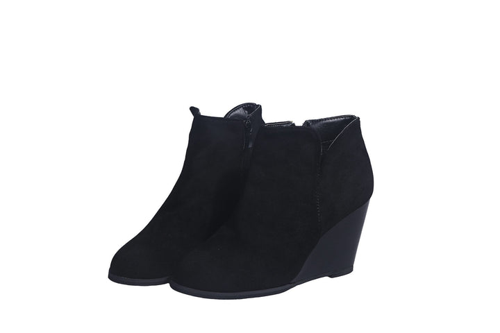 Damen knöchelhohe Keilabsatz‑Stiefelette mit seitlichem Reißverschluss Drune