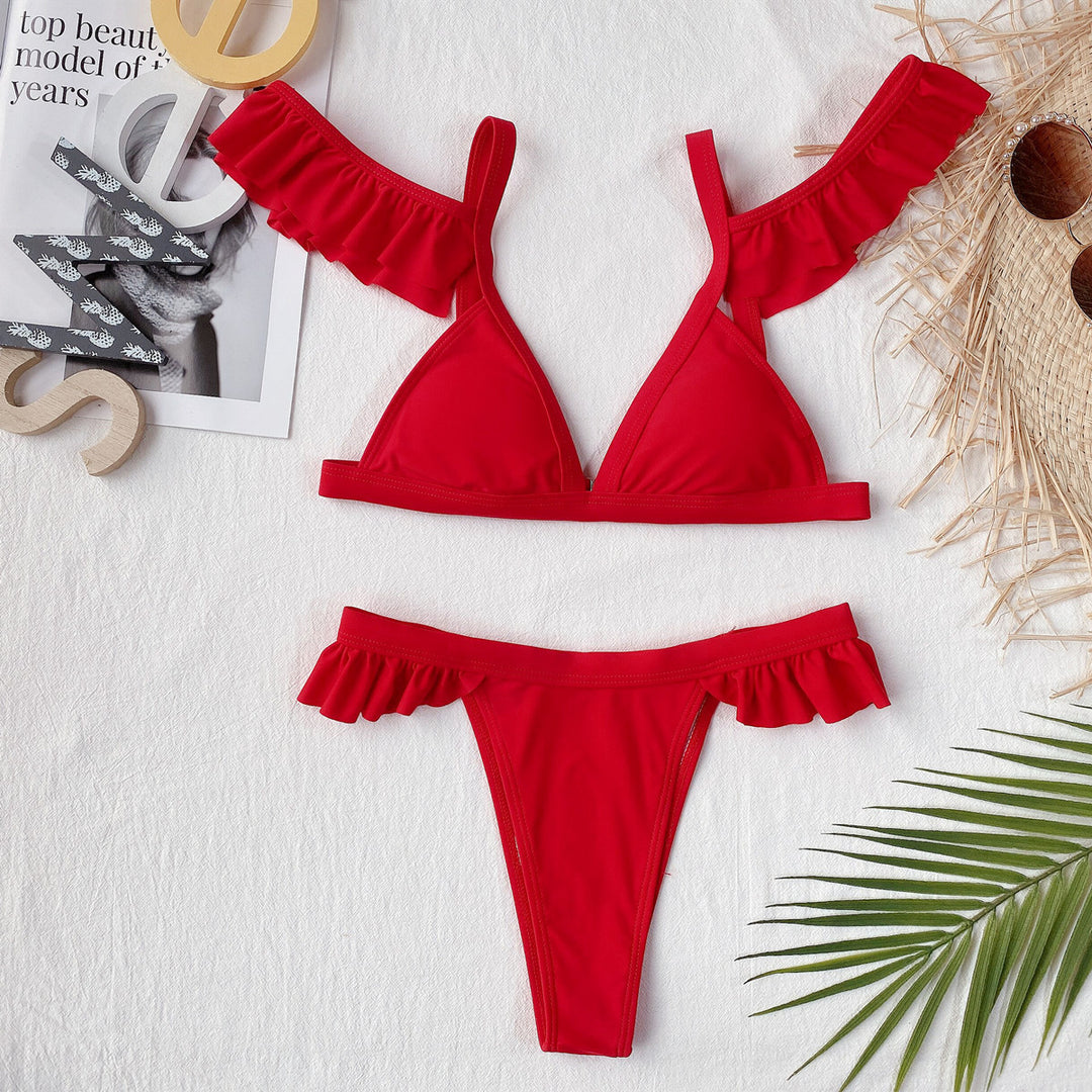 Damen sexy Bikini mit verspielten Rüschen Drune
