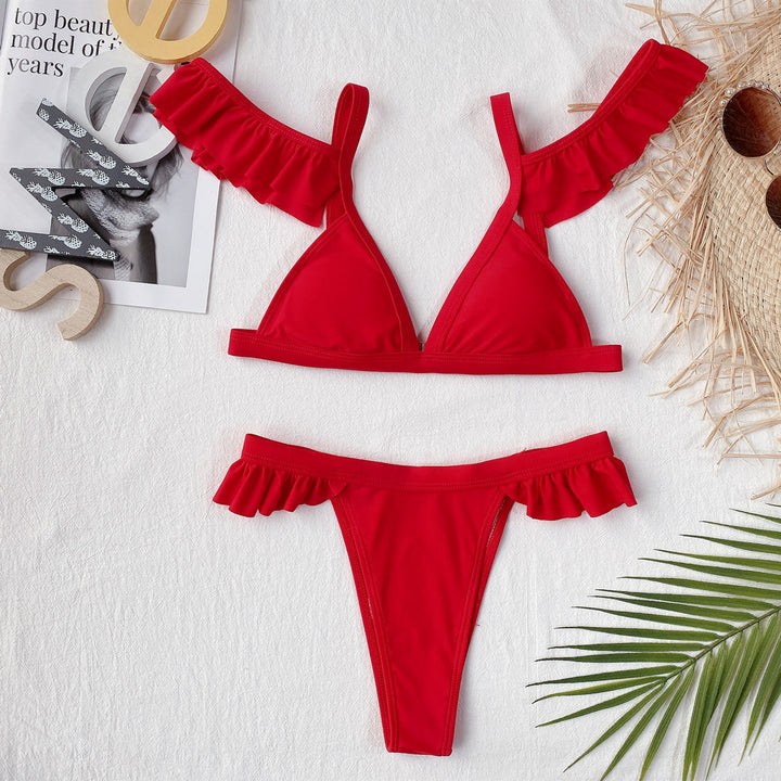 Damen sexy Bikini mit verspielten Rüschen Drune