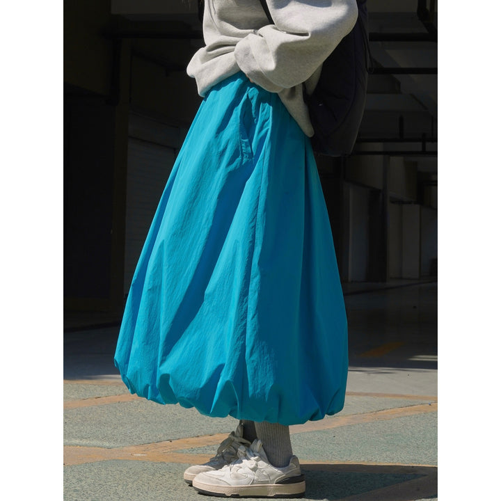Damen Weite Ballonrock aus technischem Nylon mit elastischem Bund Drune