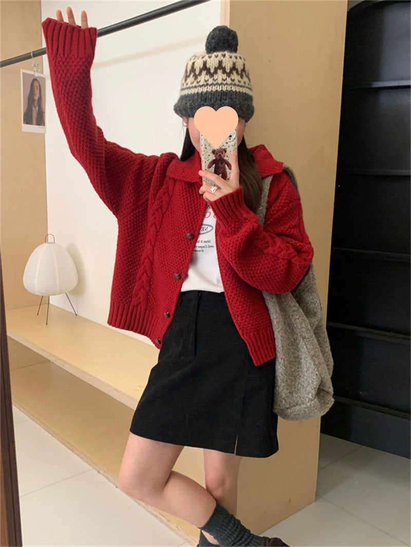 Damen gestrickte Oversized-Jacke mit Zopf- und Strukturdesign Drune
