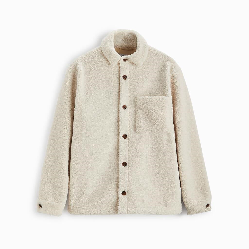 Herren gemütliche Fleece-Hemdjacke mit aufgesetzter Brusttasche Drune