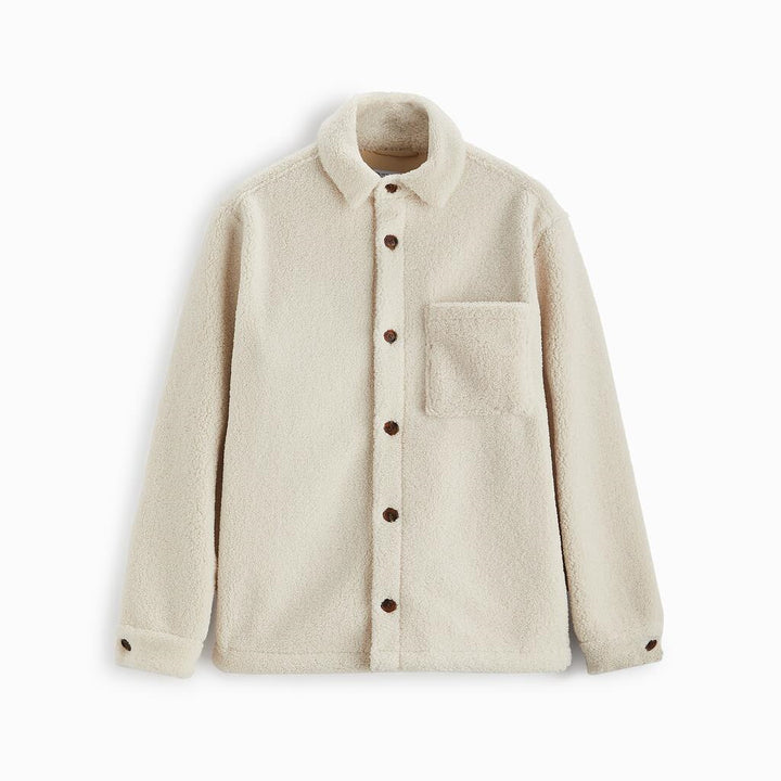 Herren gemütliche Fleece-Hemdjacke mit aufgesetzter Brusttasche Drune