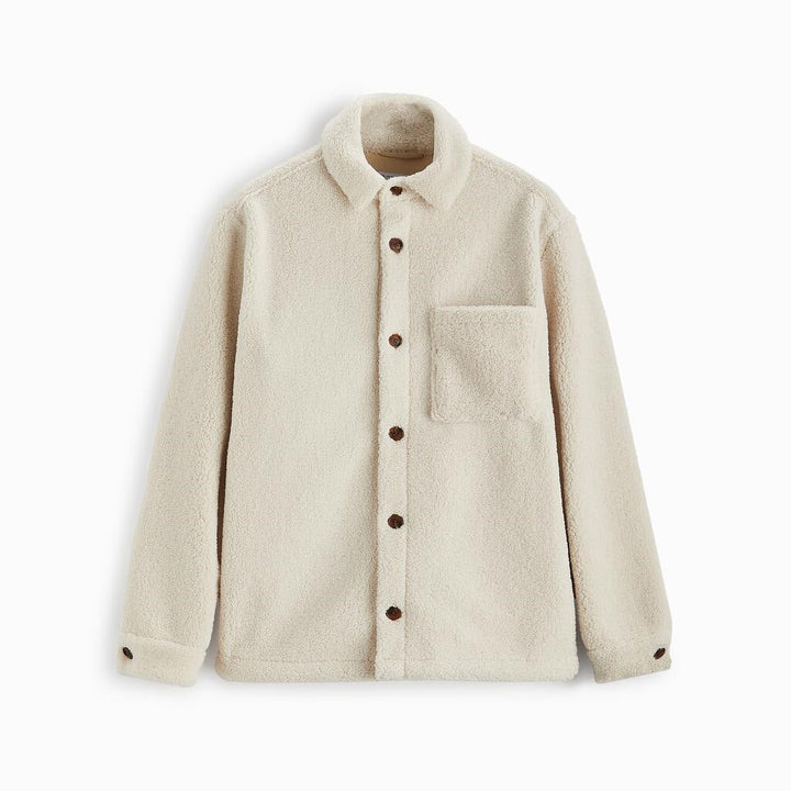 Herren gemütliche Fleece-Hemdjacke mit aufgesetzter Brusttasche Hedi-Mode