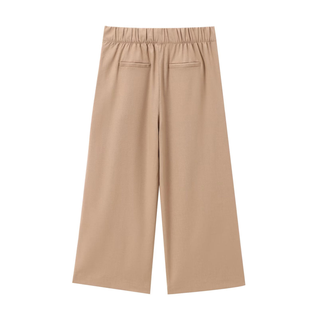 Damen Weite Culotte-Hose mit elastischem Bund und geradem Bein Drune