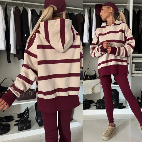 Damen lässiger Kapuzenpullover mit Animal-Print und erweiterten Ärmeln Drune