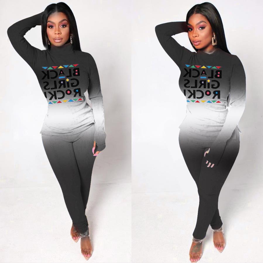 Damen Zweiteiliges Lounge-Set mit Statement-Print, Langarmshirt und Highwaist-Leggings Drune