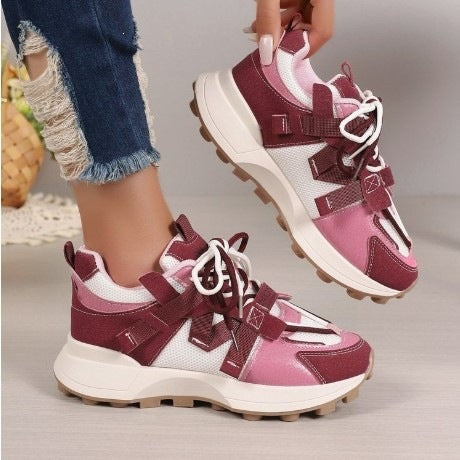 Damen Chunky-Plateau-Sneaker mit atmungsaktivem Mesh und montierten Riemen Drune