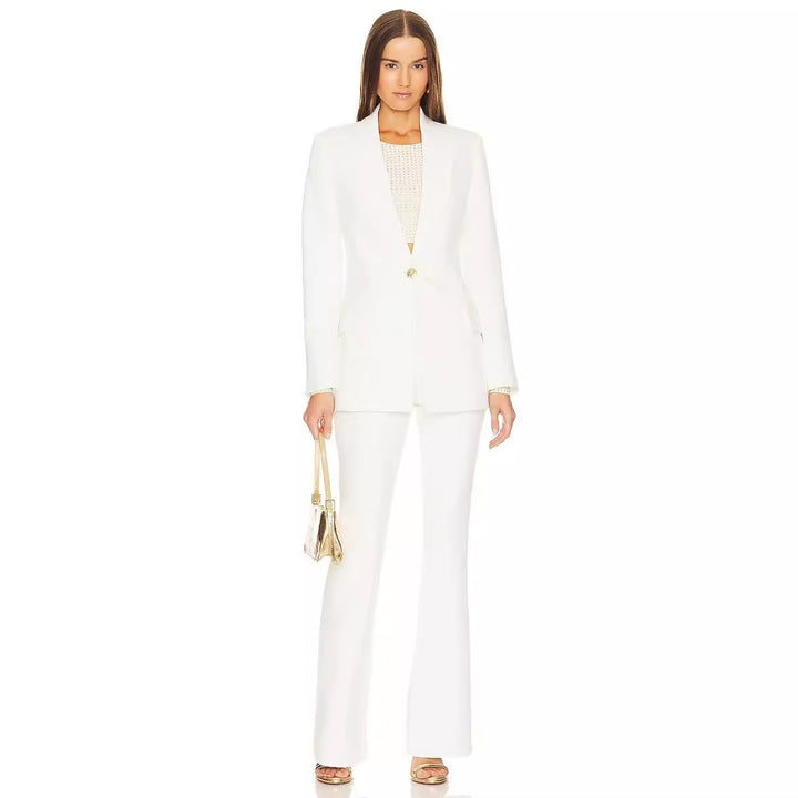 Damen Zweiteiliger Tailoring‑Anzug mit tailliertem Ein‑Knopf‑Blazer und ausgestellter Schlaghose Drune