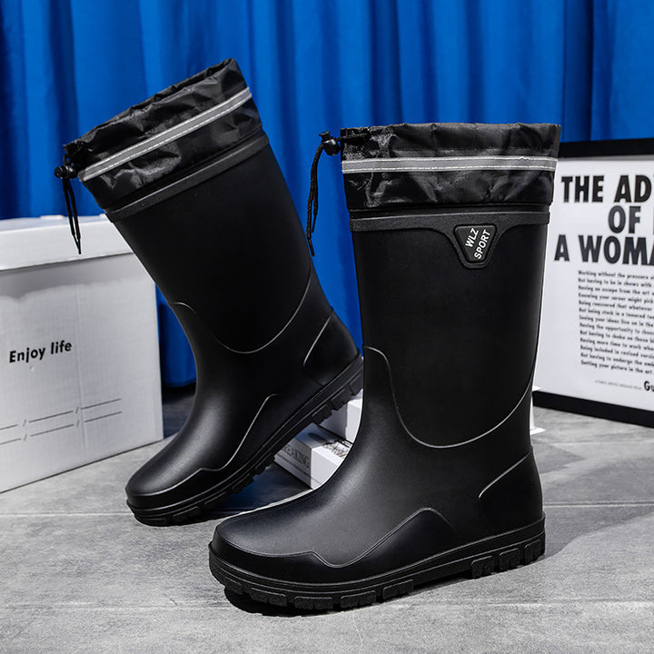 Herren Outdoor-Gummistiefel mit Thermokragen, Zugkordelverschluss und rutschfester Profilsohle Drune