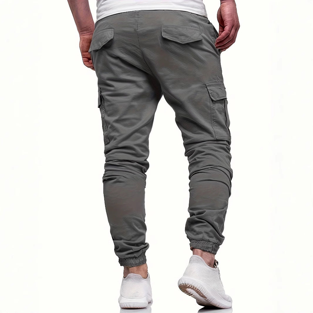 Herren Slim‑Tapered Utility‑Cargohose im Joggerstil mit Klapp- und Reißverschlusstaschen Drune