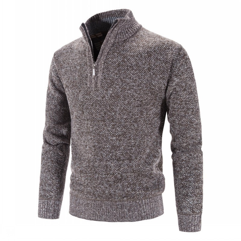Herren nan Strickpullover mit Halbzip, hohem Stehkragen und strukturierter Waffelstrick-Optik Drune