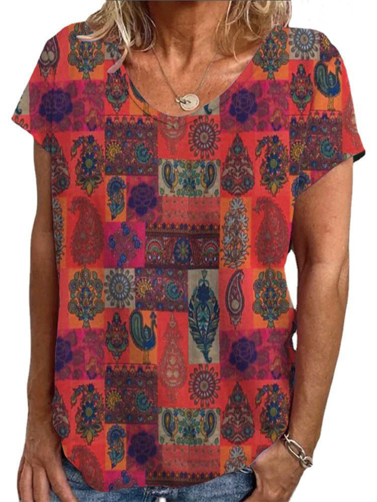 Damen Lockere Bluse mit buntem Paisleymuster Drune