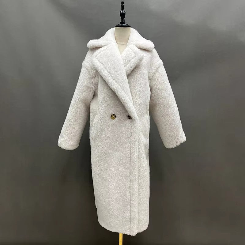 Damen Fleece-Mantel mit doppelter Knopfleiste und trendigem Schnitt Drune