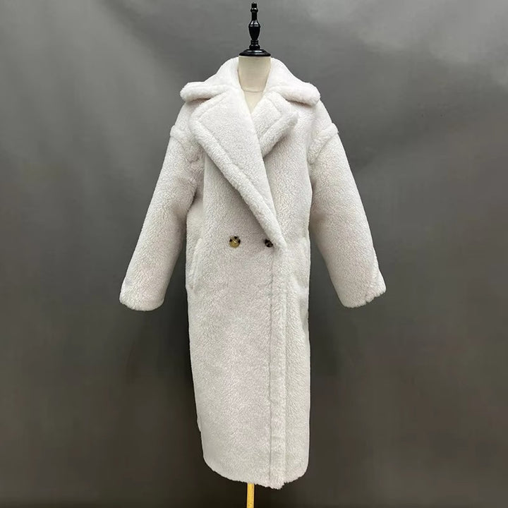 Damen Fleece-Mantel mit doppelter Knopfleiste und trendigem Schnitt Drune