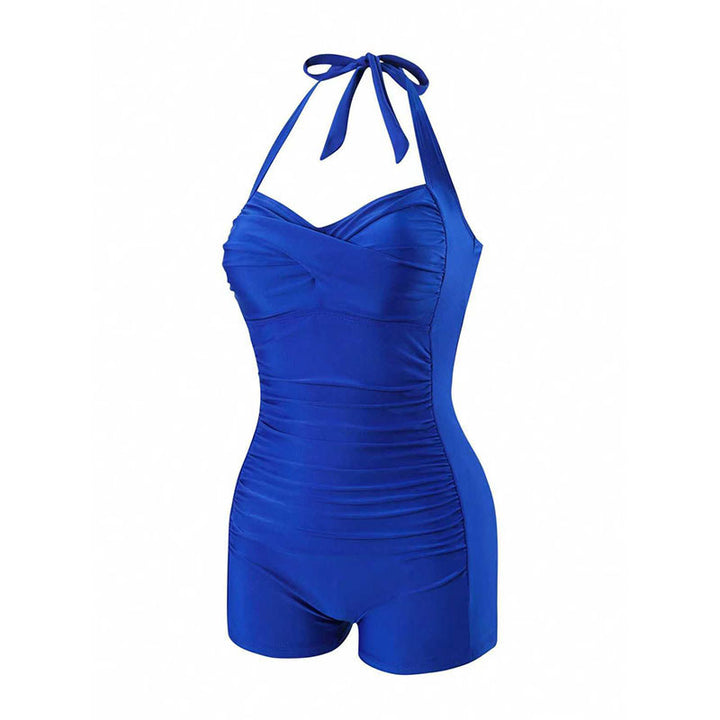 Damen Stilvoller Einteiler Badeanzug mit bindbarem Nackendesign Drune