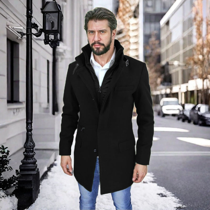 Herren stylischer und funktioneller Übergangs-Mantel mit abnehmbarer Innenjacke Drune