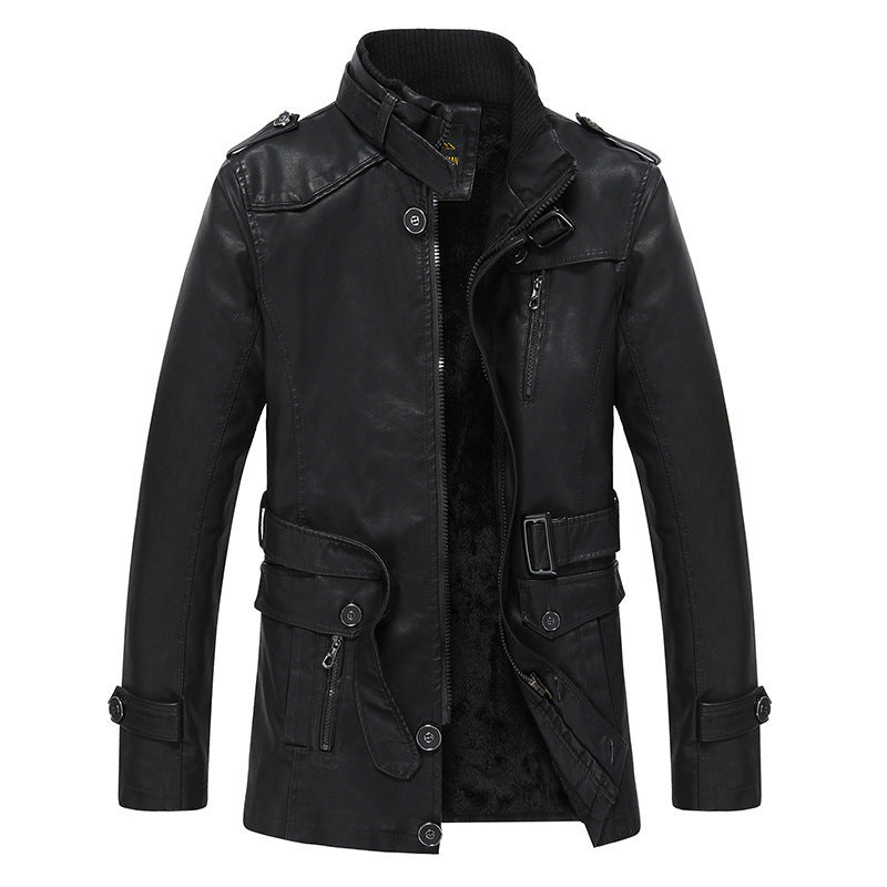 Herren Modische Kunstlederjacke mit praktischen Taschen Drune