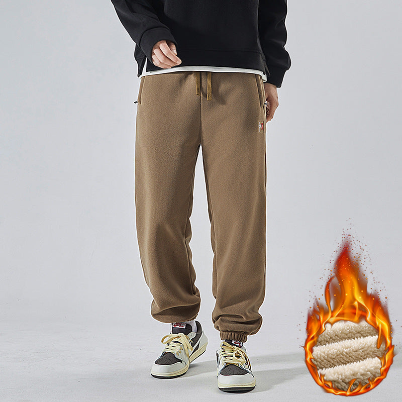 Herren Gefütterte Sweatpants mit Sherpa‑Innenfutter und elastischen Bündchen Drune