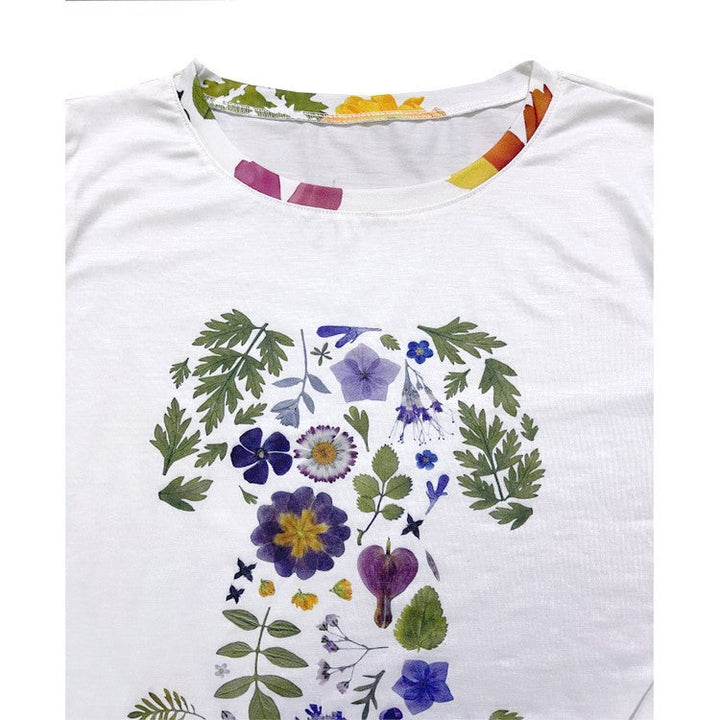 Drune | Floral Rundhalsausschnitt T-Shirt