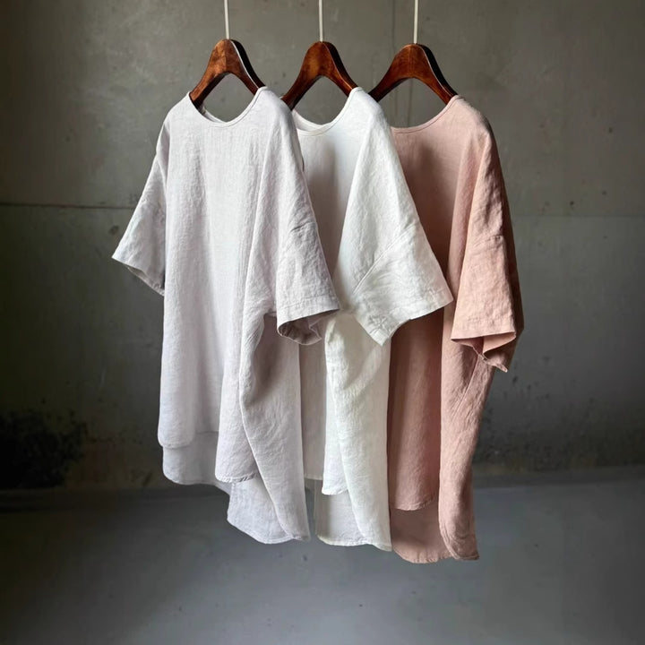 Damen Relaxed Fit Leinen T-Shirt Drune