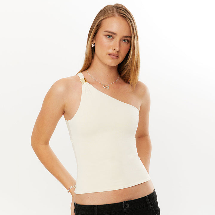 Damen asymmetrisches Top mit dekorativen Trägern Drune