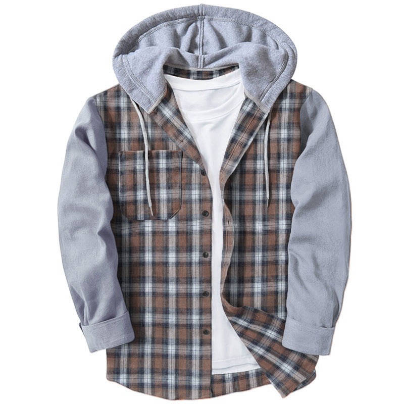 Herren Flanellhemd mit integriertem Kapuzenpullover und moderner Karomusterung Drune
